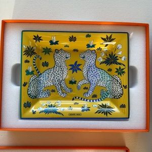 Hermes vide poche porcelains les leopards tray